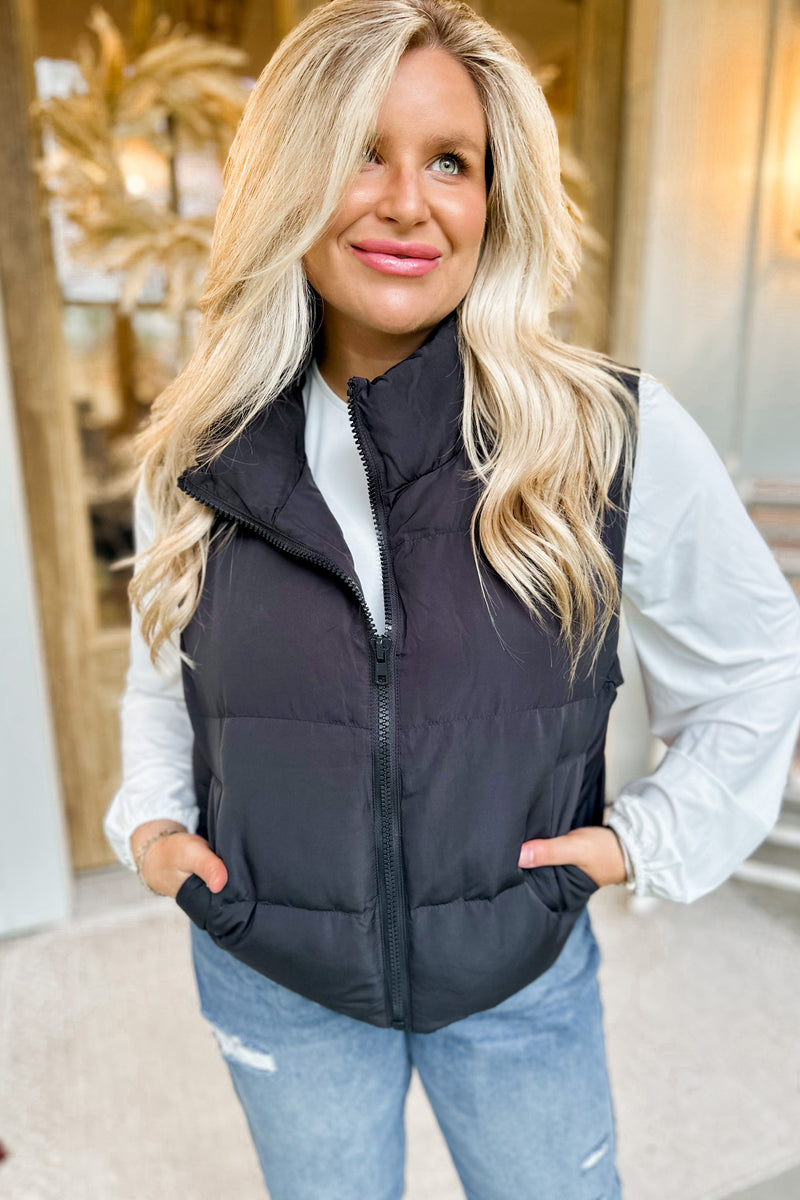 Cropped Puffer Vest (with hidden hoodie) – Thesierrapeakboutique