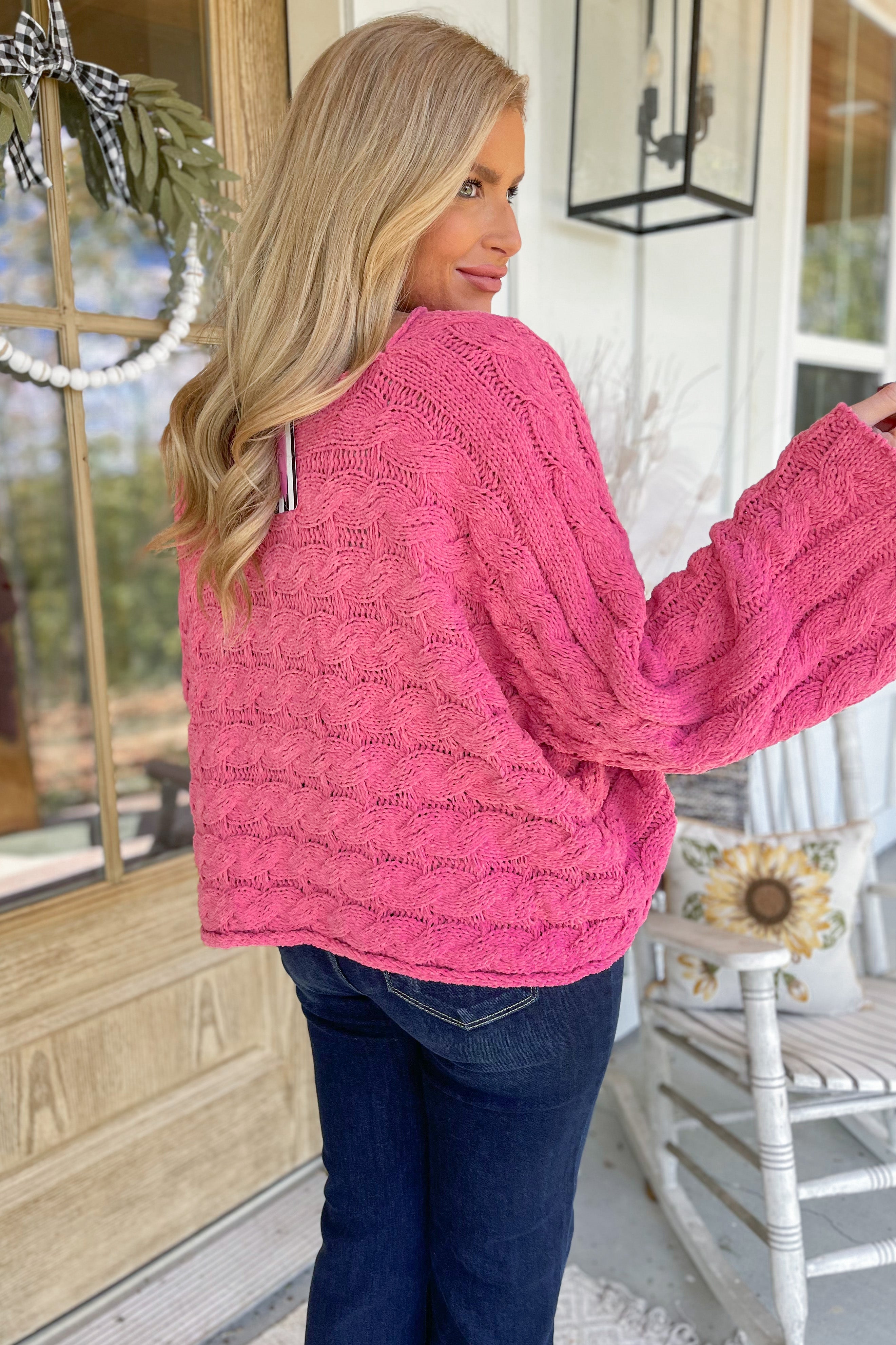 Yvonne Round Neck Full Sleeve Chenille Sweater - Be You Boutique