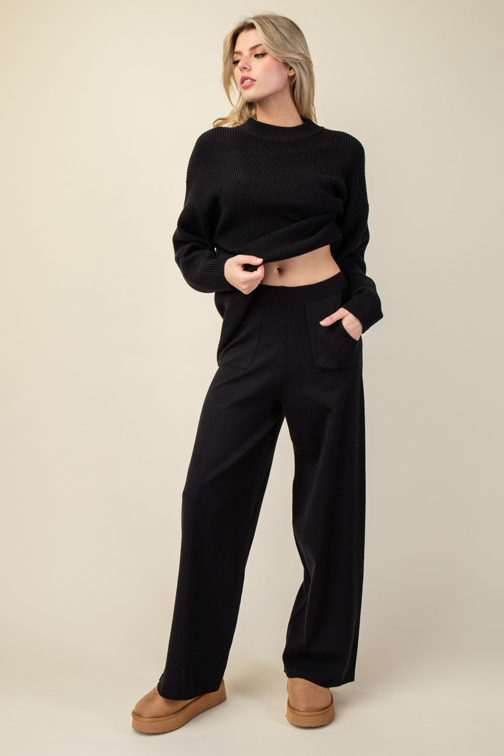 Bizzy Basic Sweater Top and Bottom Set - Be You Boutique