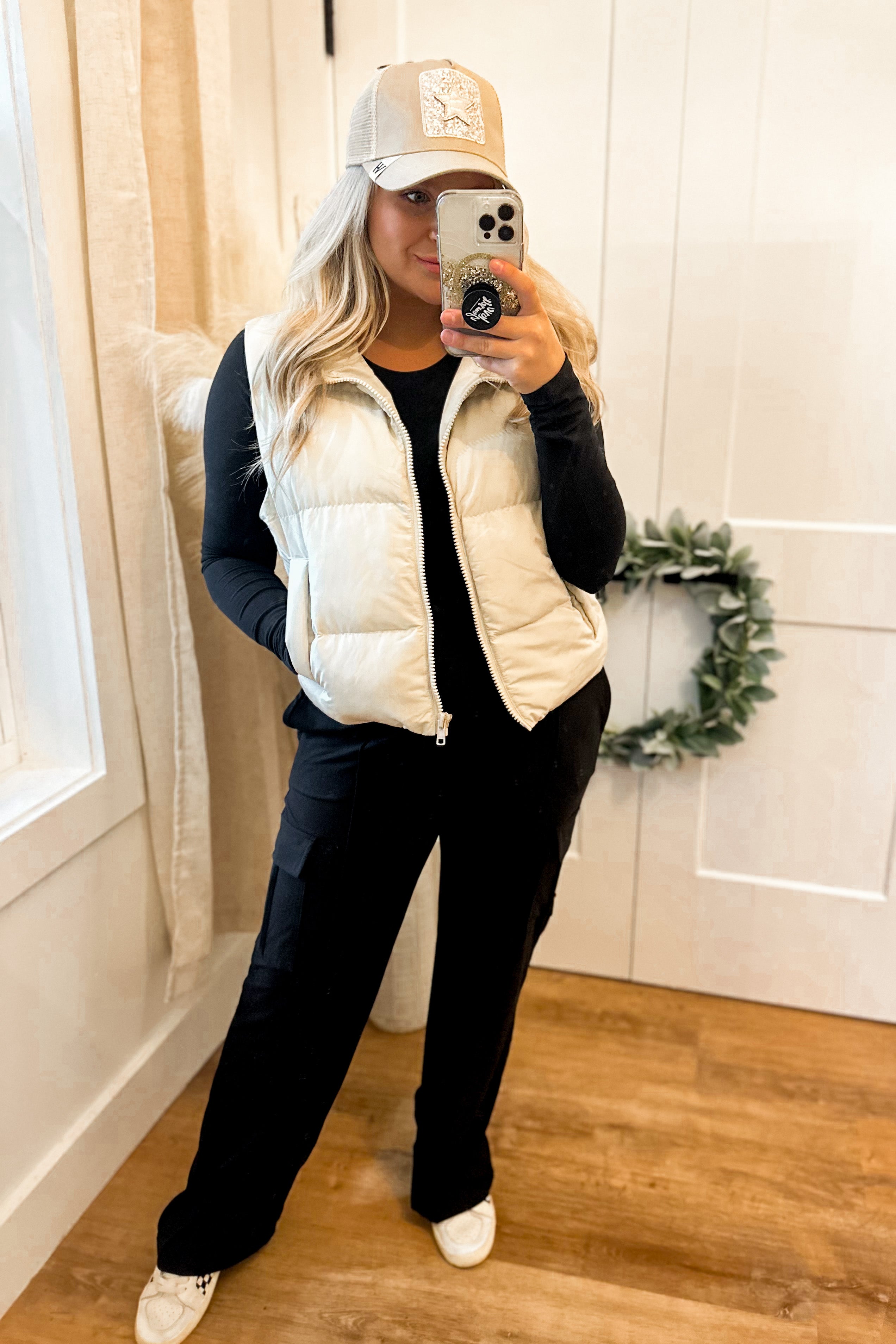 Cropped Puffer Vest (with hidden hoodie) – Thesierrapeakboutique