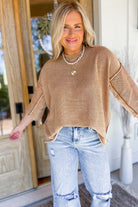 Laura Mineral Washed Knit Sweater Top - Be You Boutique