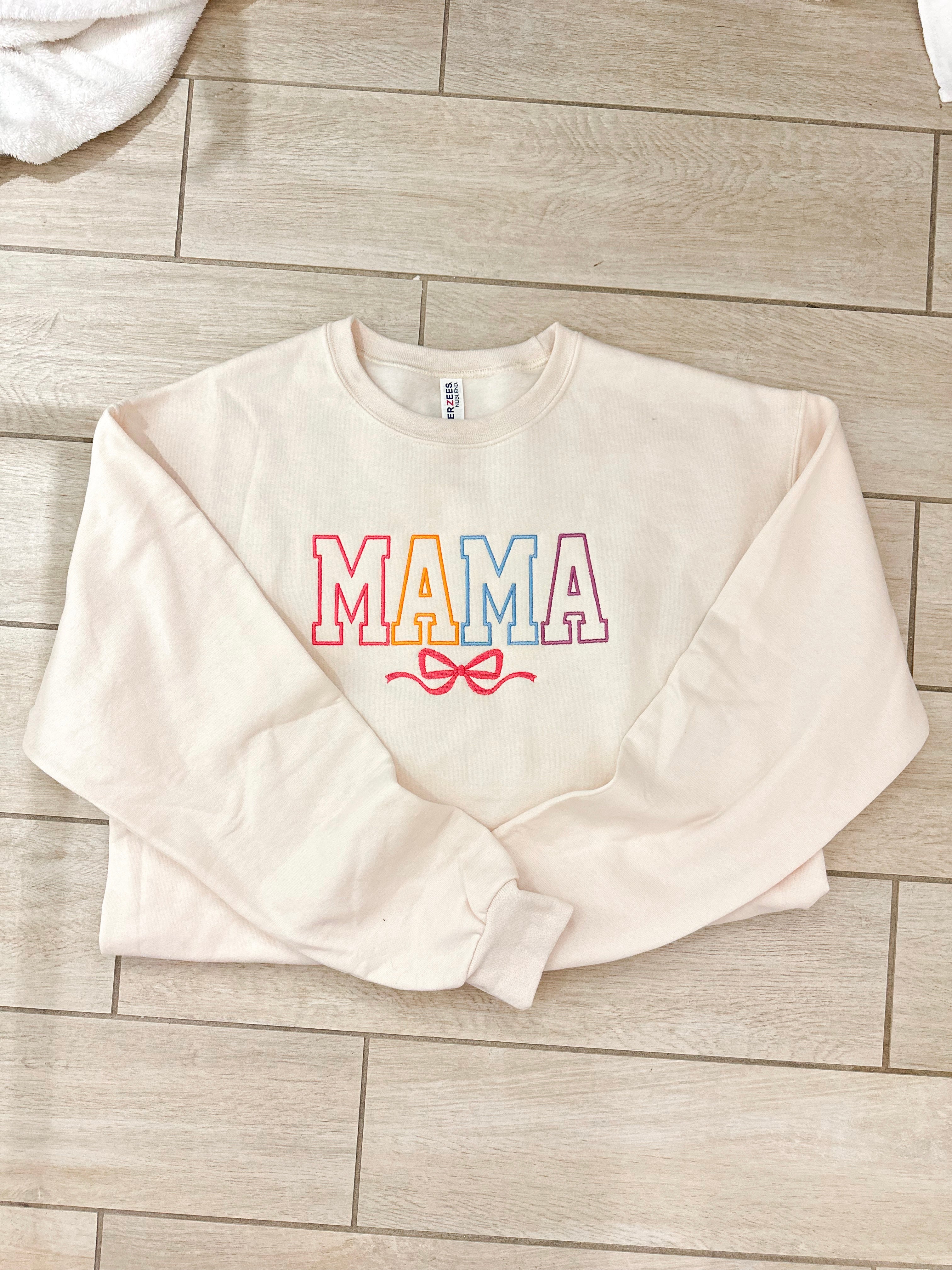 MAMA Embroidered Crewneck Sweatshirt (PRE-ORDER) - Be You Boutique