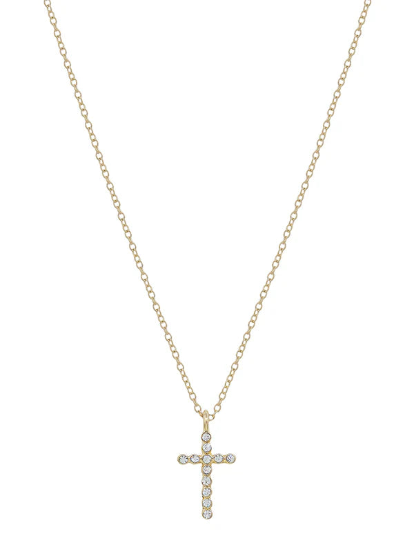 Claudia Gold Rhinestone Accent Cross Necklace - Be You Boutique