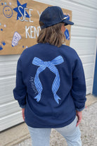 Kentucky Navy Bow Long Sleeve Comfort Colors Graphic Sweatshirt - Be You Boutique