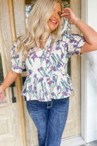 Nicole Short Puff Sleeve Printed Top - Be You Boutique