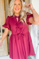 Zara Bubble Sleeve Ribbon Detail Dress - Be You Boutique