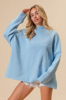 Boone Mock Neck Long Sleeve Sweater Top - Be You Boutique