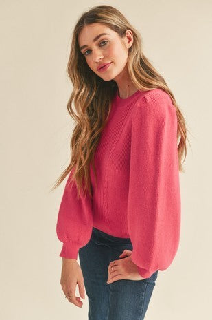 Peter Ribbed Puff Sleeve Sweater - Be You Boutique