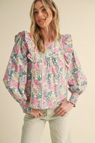 Flora Ruffled Feather Sleeve Blouse Top - Be You Boutique