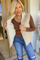 Dennis Zip Up High Collar Sleeveless Quilted Vest - Be You Boutique