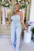 Orion Drawstring Off Shoulder Strapless Jumpsuit - Be You Boutique