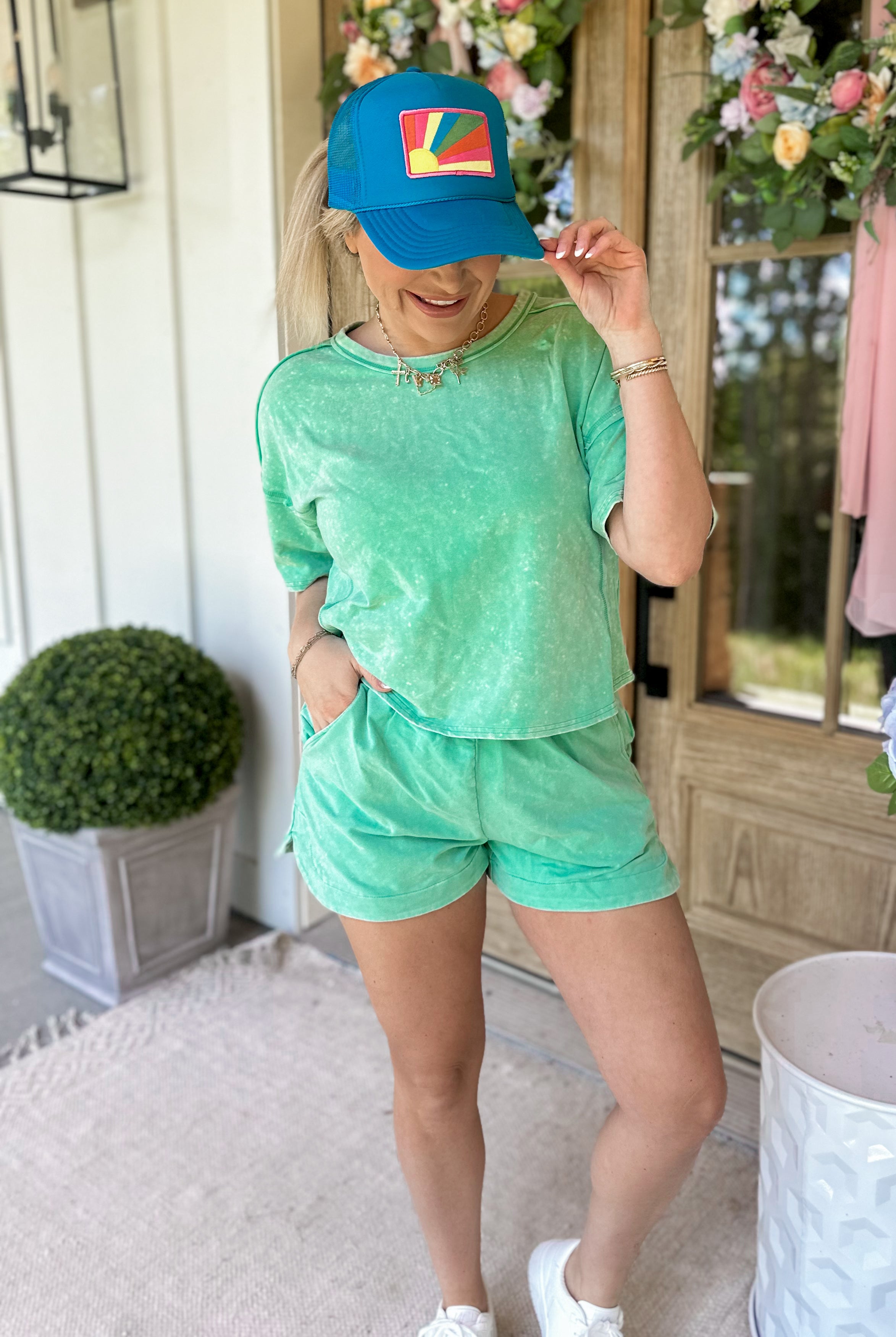 Jadelynn Washed Knit Comfy Top and Short Set - Be You Boutique