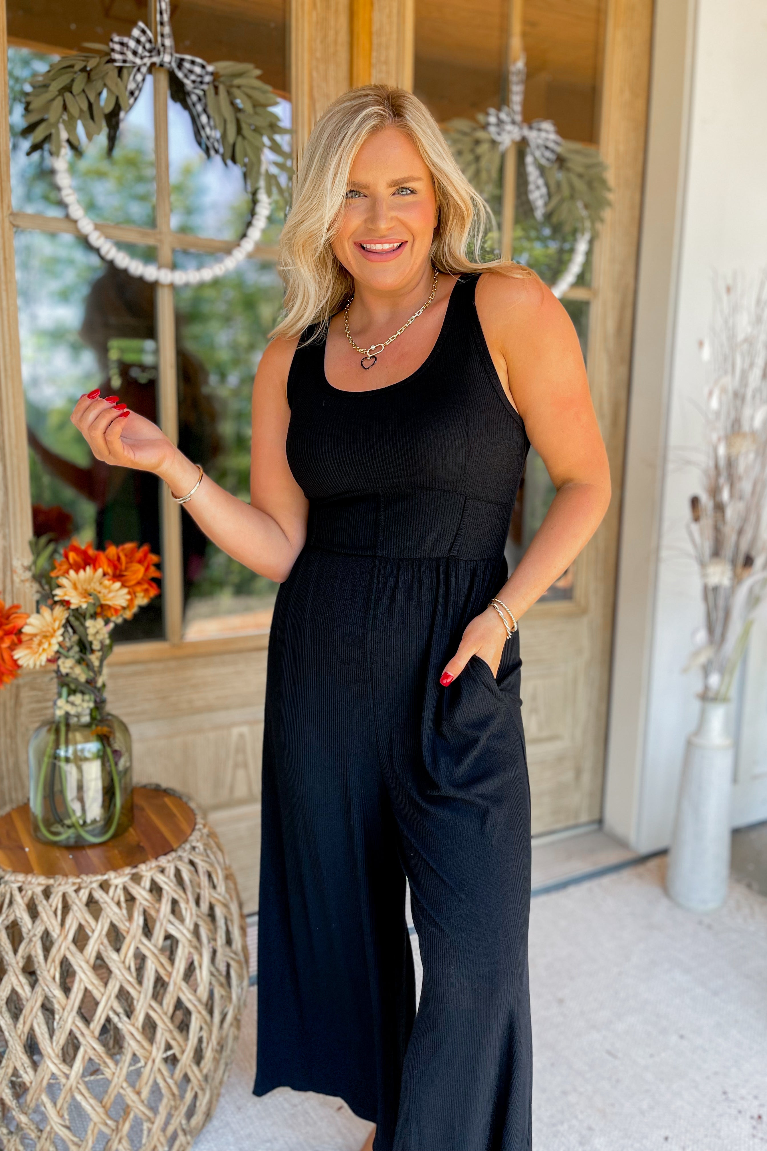 Dakota Ribbed Scoop Neck Sleeveless Jumpsuit - Be You Boutique