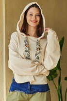 Nancy Long Sleeve Hoodie Top with Printed Ties - Be You Boutique