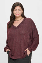 Herman V Neck Long Sleeve Drop Shoulder Sweater - Be You Boutique