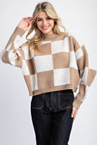 Burke Checker Print Long Sleeve Sweater - Be You Boutique