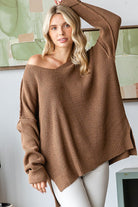 Tommy V Neck Drop Shoulder Loose Fit Knit Sweater [S-3X] - Be You Boutique