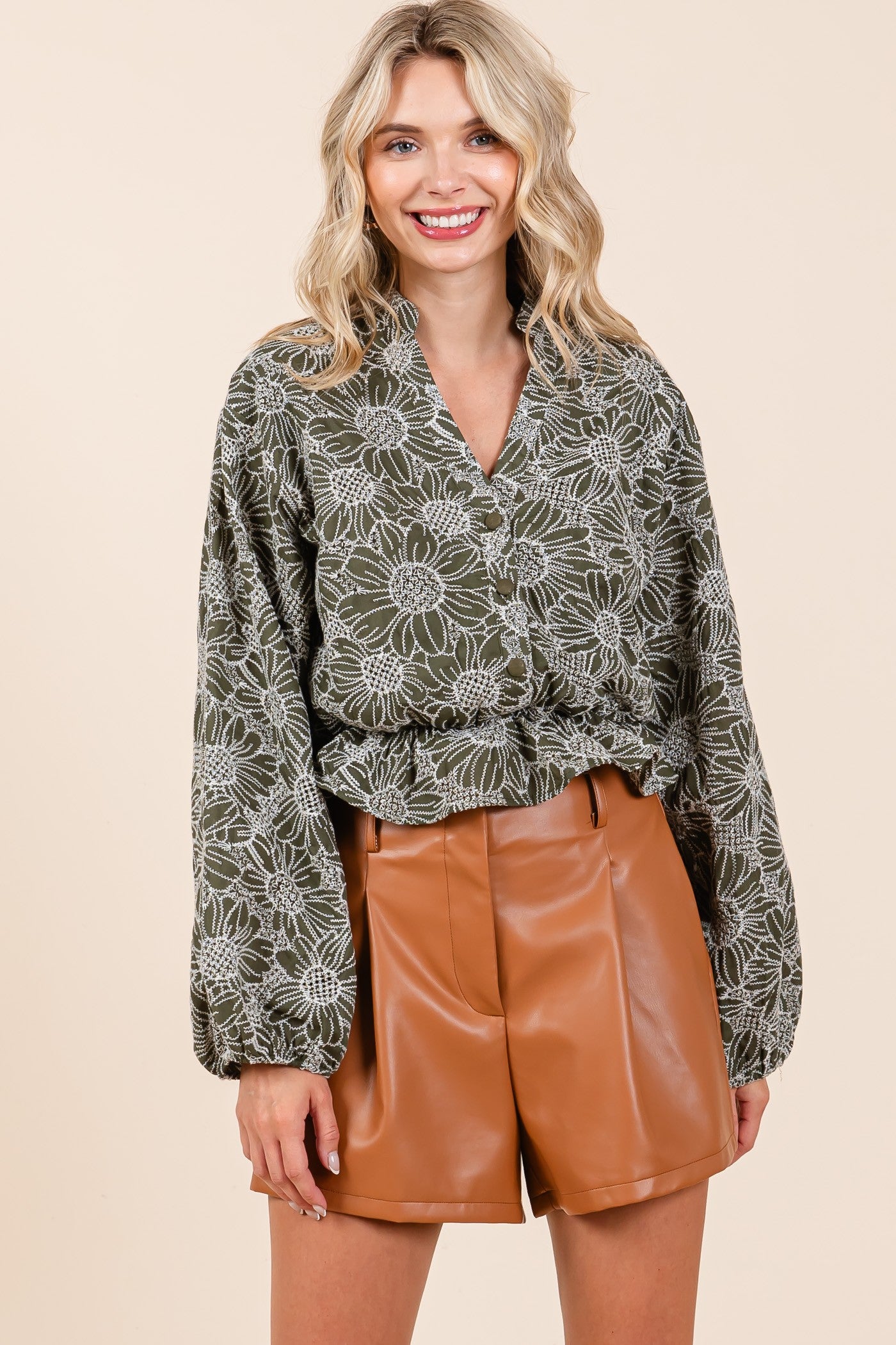 Brooklyn Sunflower Embroidered Long Sleeve Blouse Top - Be You Boutique