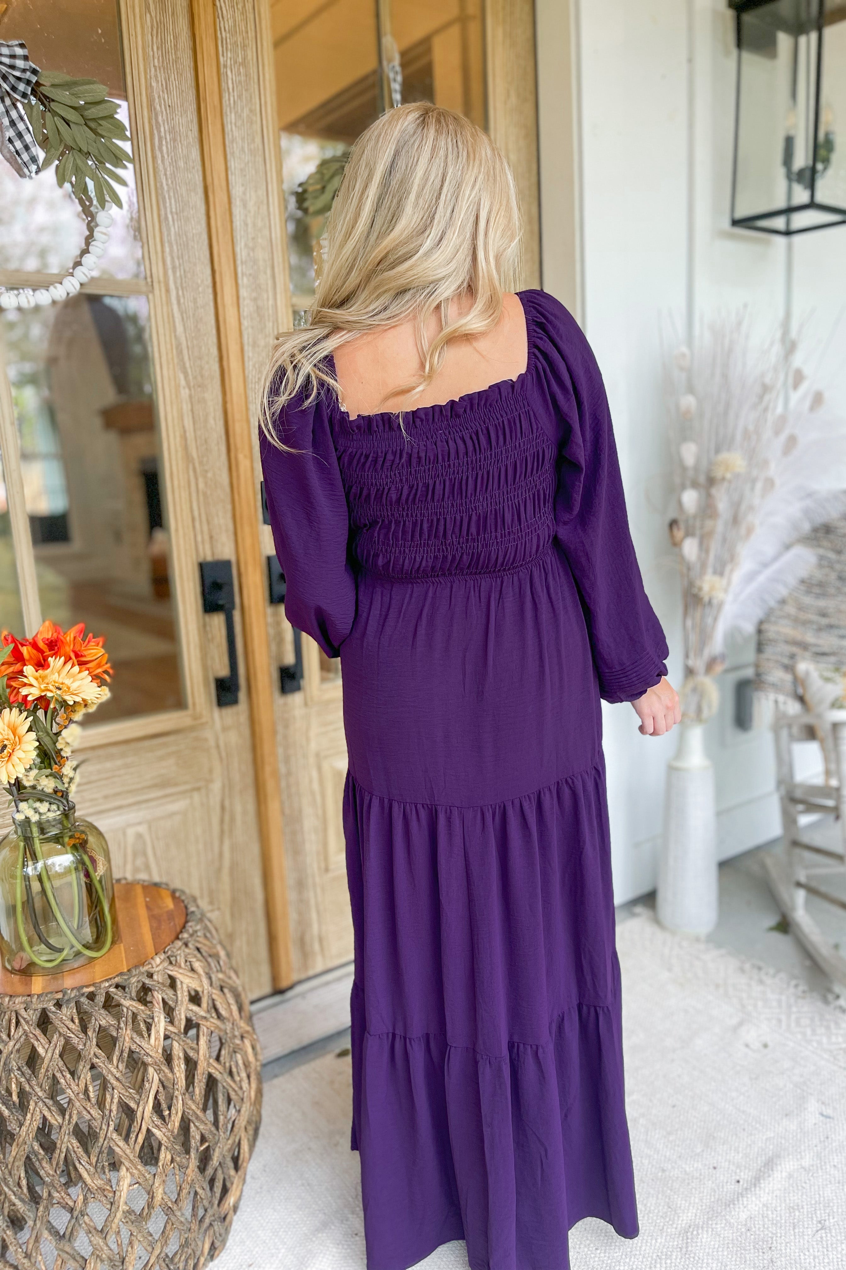 Robin Puff Long Sleeve Smocked Tiered Maxi / Midi Dress [S-2X] - Be You Boutique