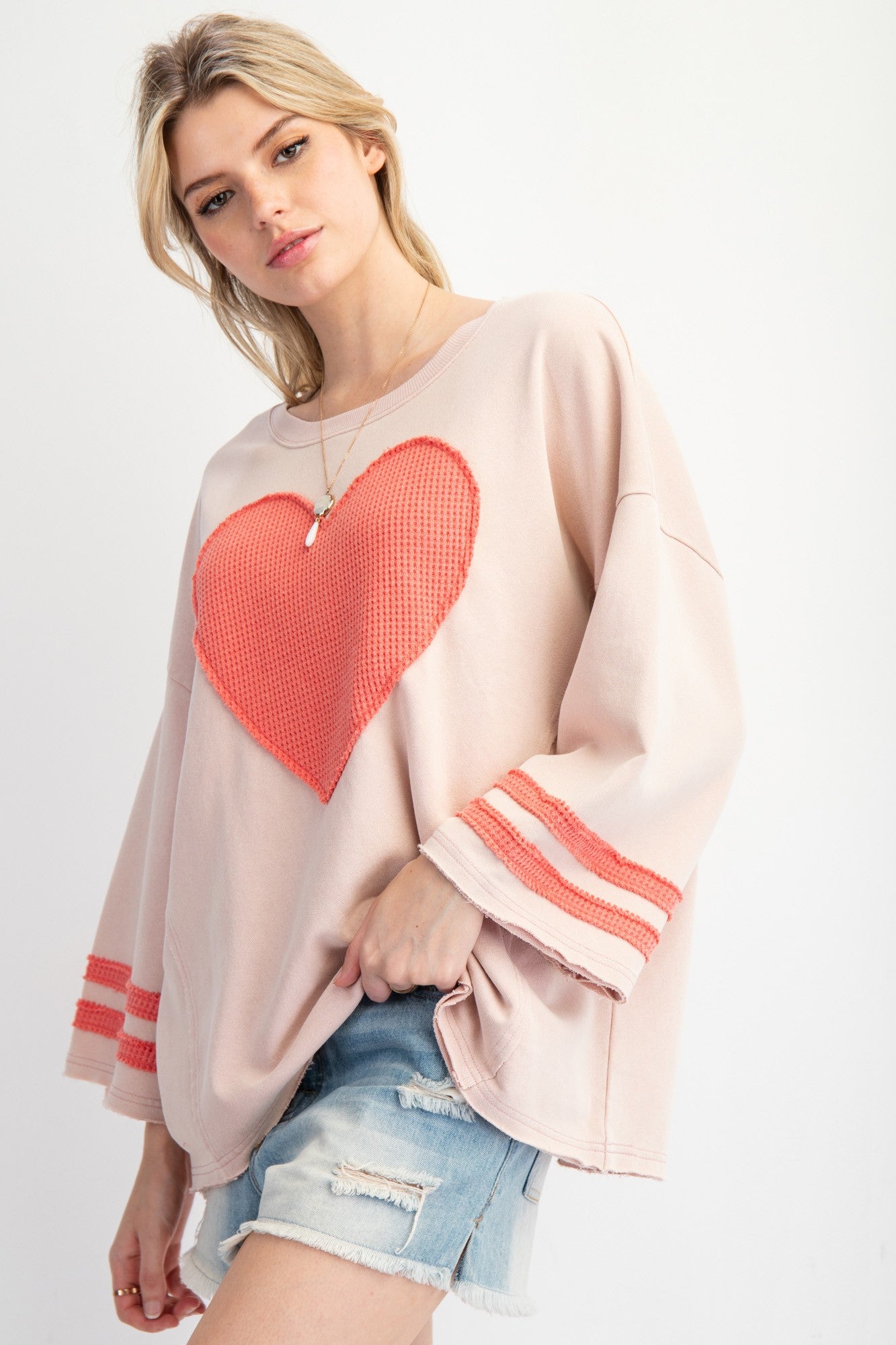 Kingston Heart Patch Mineral Washed Pullover - Be You Boutique