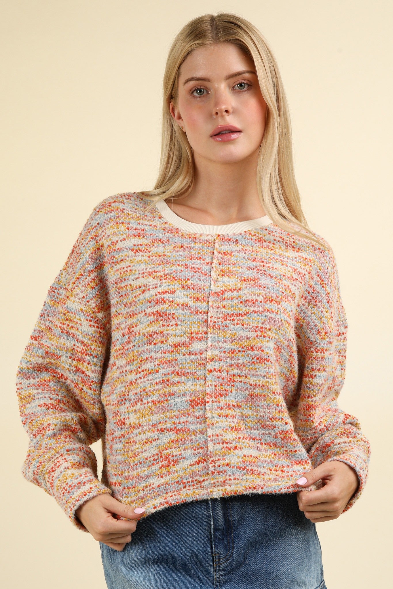 Tommy Multi Color Bounce Oversized Knit Sweater Top