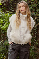 Matthew High Collar Teddy Button Snap Button Faux Shearling Vest - Be You Boutique