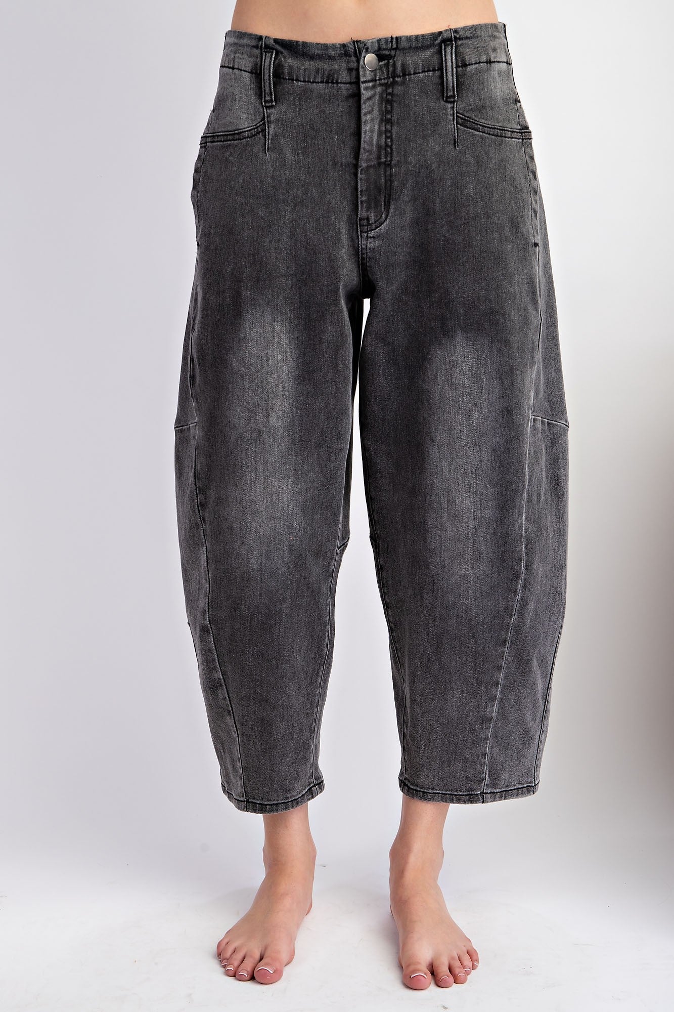 Braxton Black Washed Barrel Pant - Be You Boutique