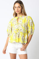 Olivia Floral Front Tie Detailed Top - Be You Boutique