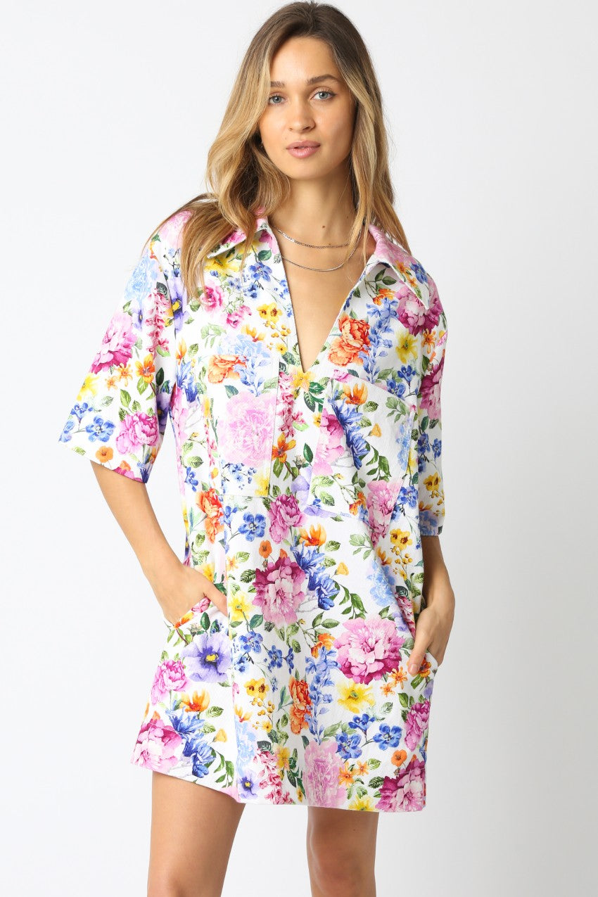 Margaret Floral V-Neck Dress - Be You Boutique