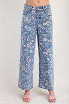 Aly Floral Washed Denim Twill Pant - Be You Boutique