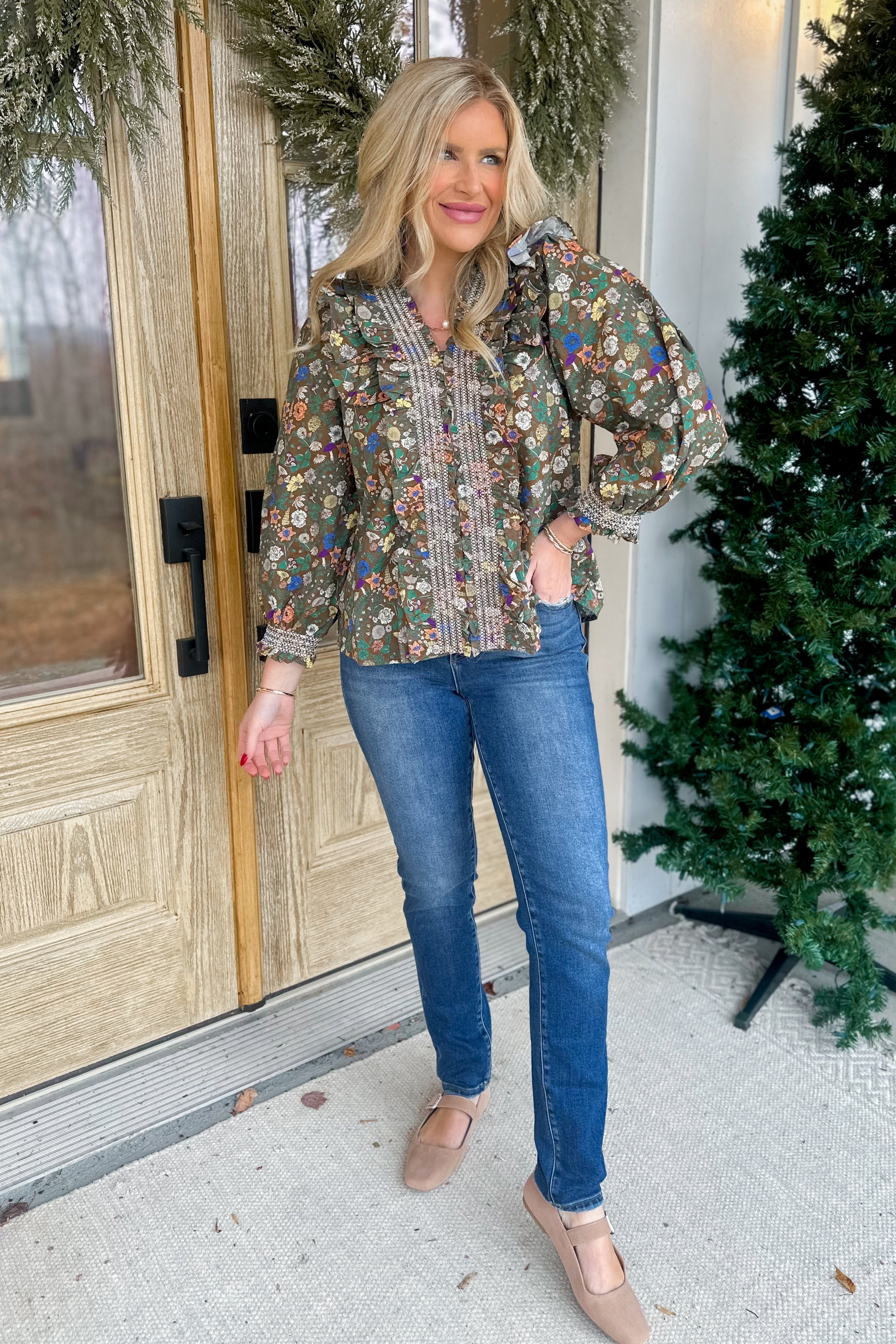 Joy Floral Print Smocked Poplin Top - Be You Boutique