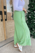 Caris Mineral Washed Upside Down Terry Knit Wide Leg Palazzo Pants - Be You Boutique