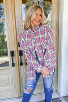 Marissa Crinkled Plaid Button Down Long Sleeve Shirt Top - Be You Boutique