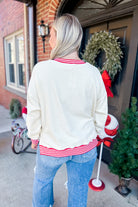 Holiday Santa Knit Corduroy and Sweater Sequin Detail Top - Be You Boutique