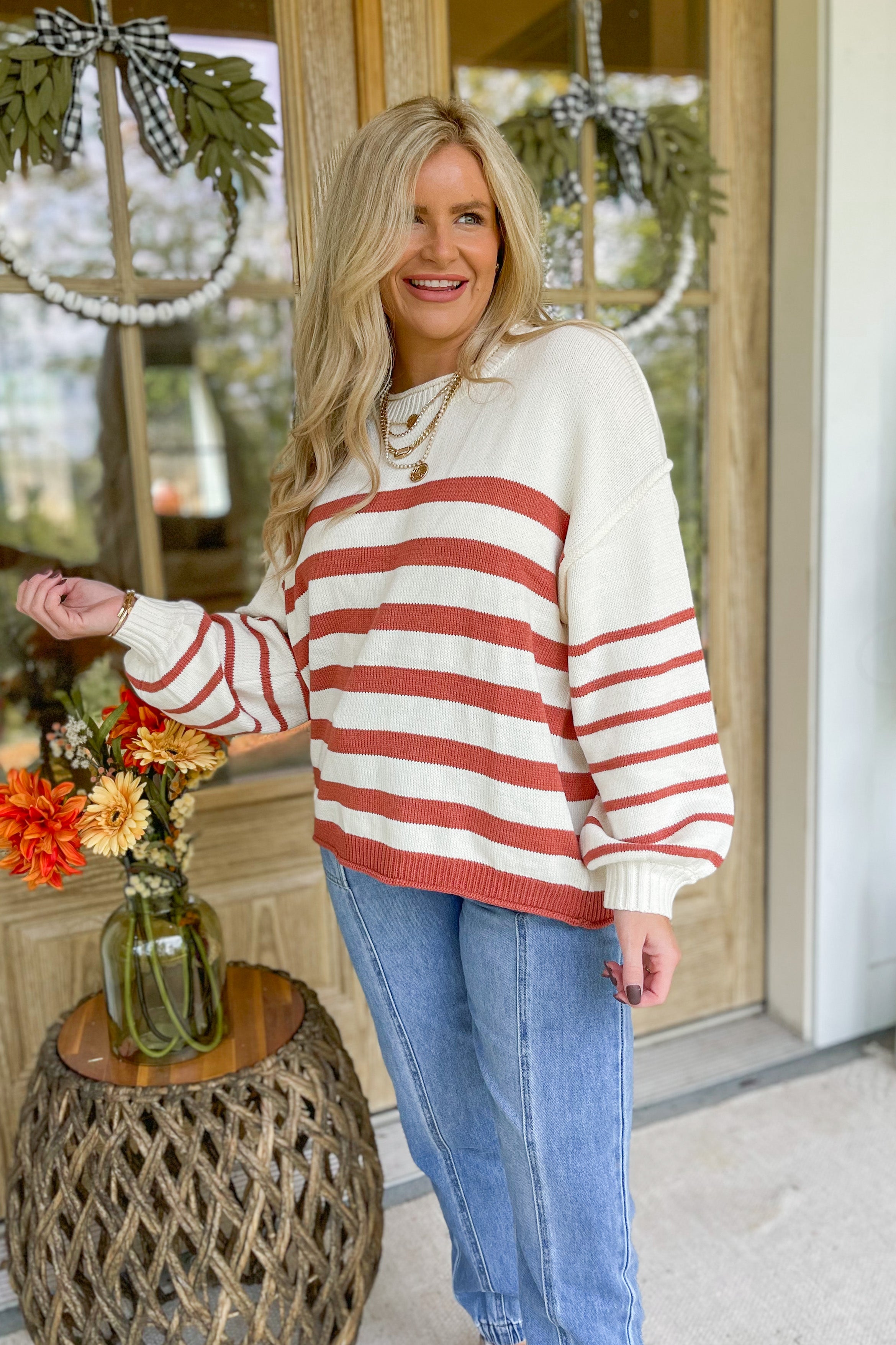 Scott Long Sleeve Striped Sweater Top - Be You Boutique