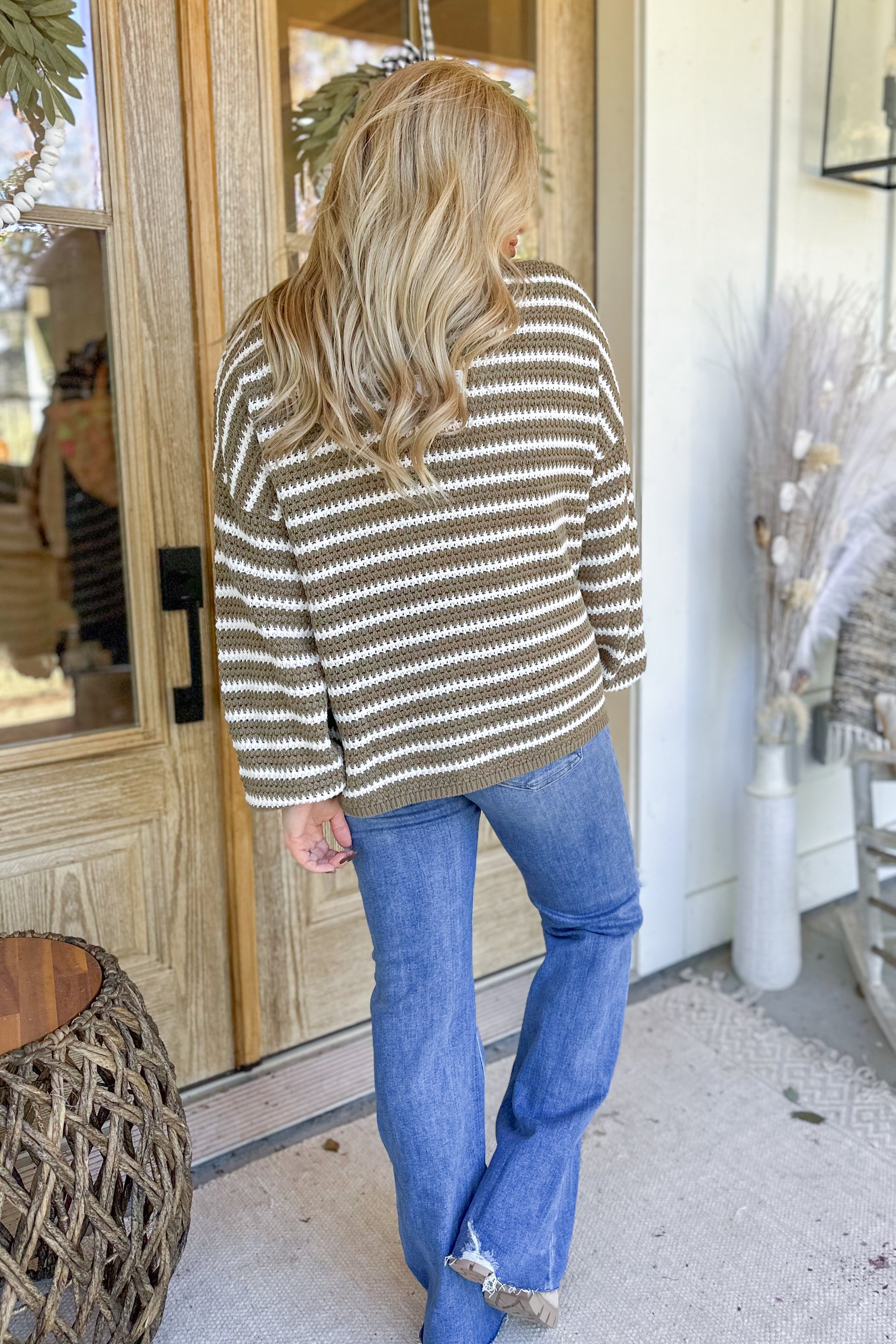 Sylvia Round Neck Long Sleeve Striped Knit Top - Be You Boutique