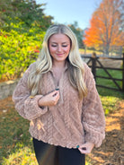 Carrie Fuzzy Fleece Cozy Cable Half Zip Top (3 colors) [S~3X] - Be You Boutique