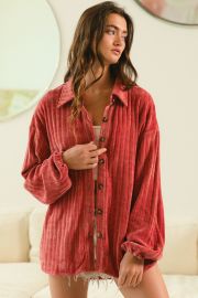 *DOORBUSTER* Tabitha Rib Texture Long Sleeve Chenille Shirt - Be You Boutique