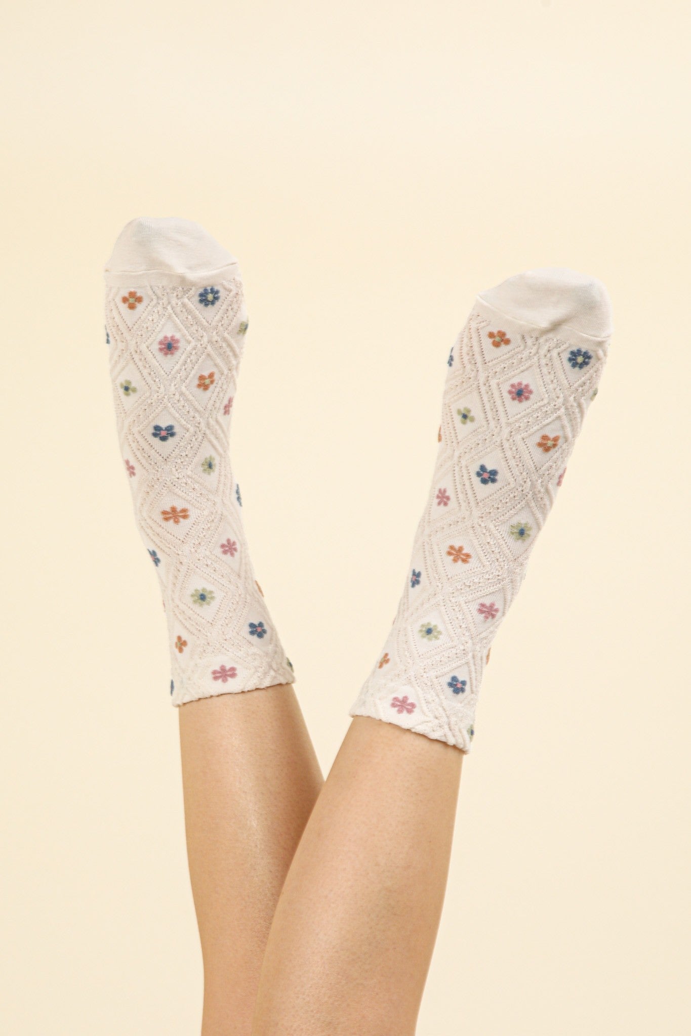 Jess Floral Printed Textured Socks - Be You Boutique