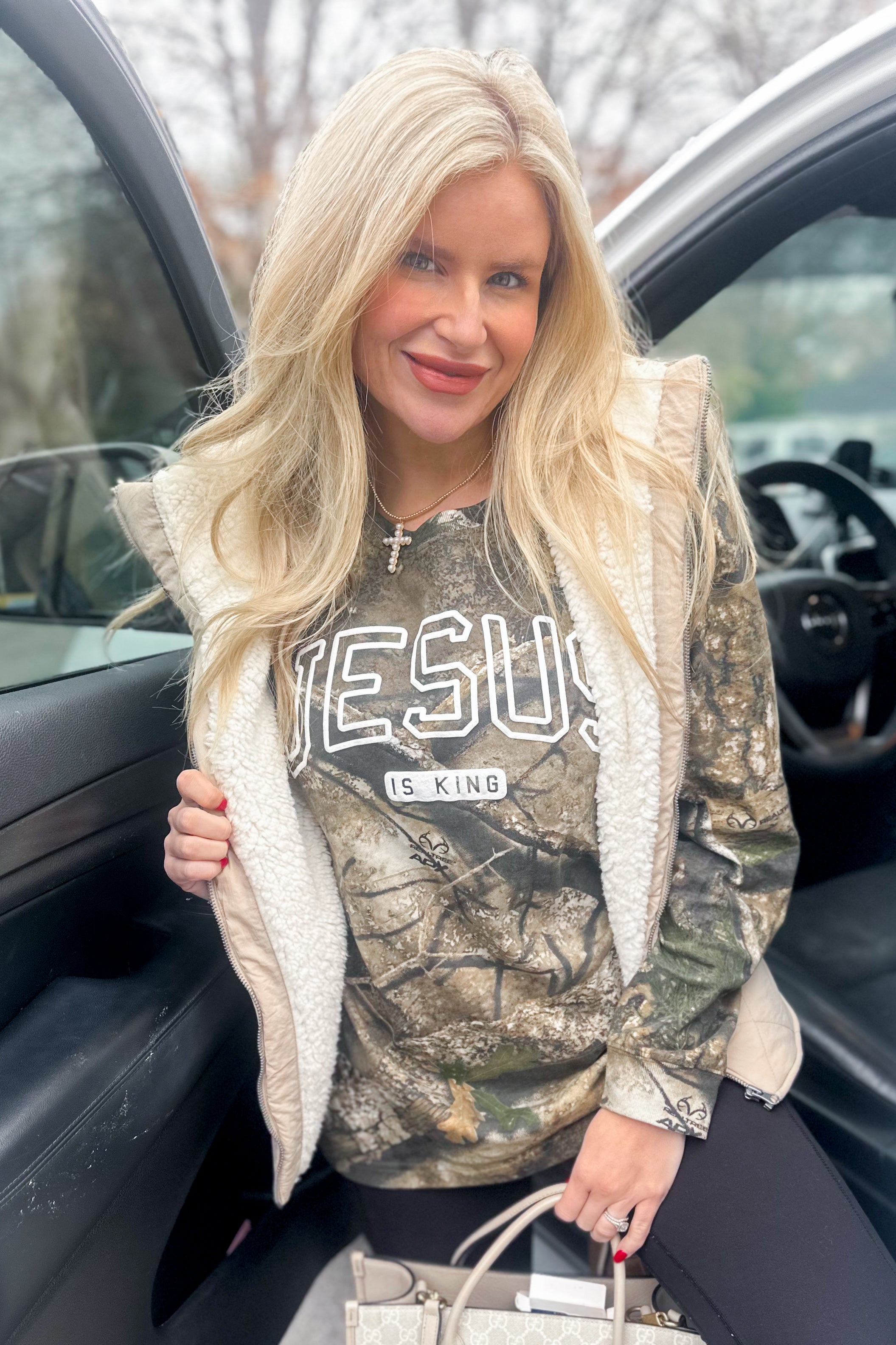 Jesus is King Long Sleeve Camo Tee [S~2x] - Be You Boutique