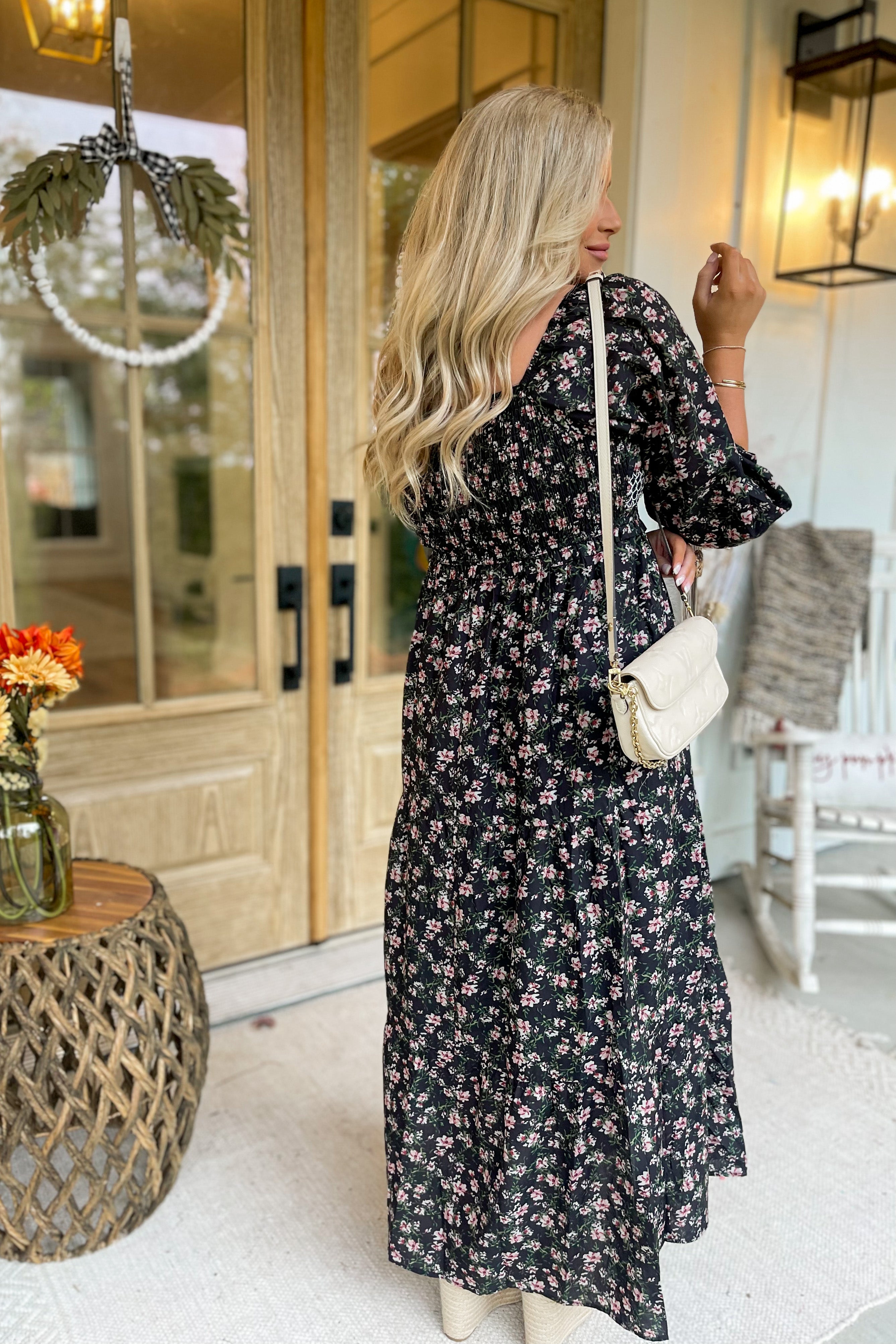 Brandi Bubble Sleeve Printed Maxi Dress - Be You Boutique