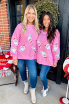 Santa Claus Sequin French Terry Long Sleeve Pull Over - Be You Boutique