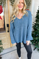 Candy Long Sleeve V Neck Knit Sweater Tunic - Be You Boutique