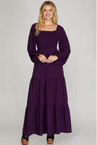 Robin Puff Long Sleeve Smocked Tiered Maxi / Midi Dress - Be You Boutique