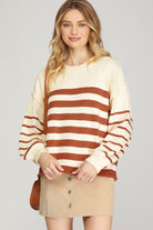 Scott Long Sleeve Striped Sweater Top - Be You Boutique