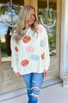 Halloween Pumpkin Embroidery Long Sleeve Sweatshirt - Be You Boutique