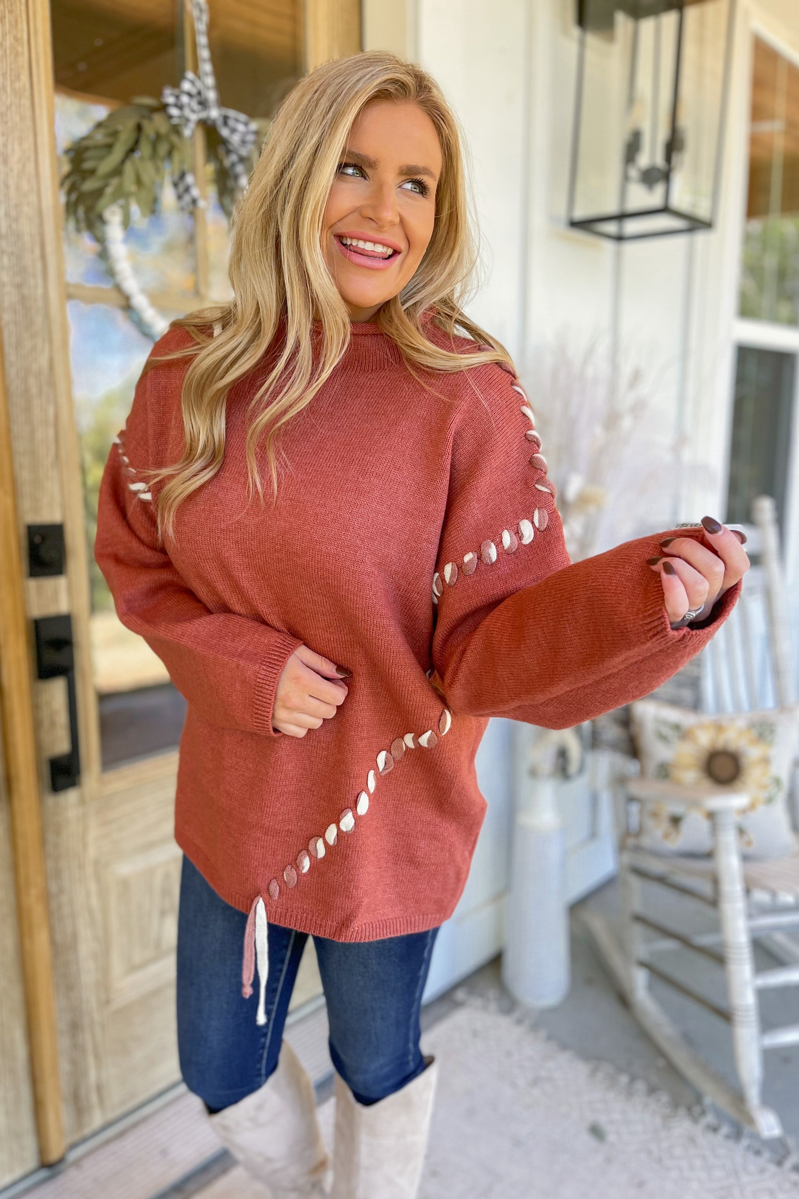 Jenna Long Sleeve Mock Neck Sweater - Be You Boutique