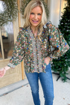 Joy Floral Print Smocked Poplin Top - Be You Boutique