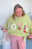 Joel Washed "Love" Patch Terry Knit Pullover - Be You Boutique