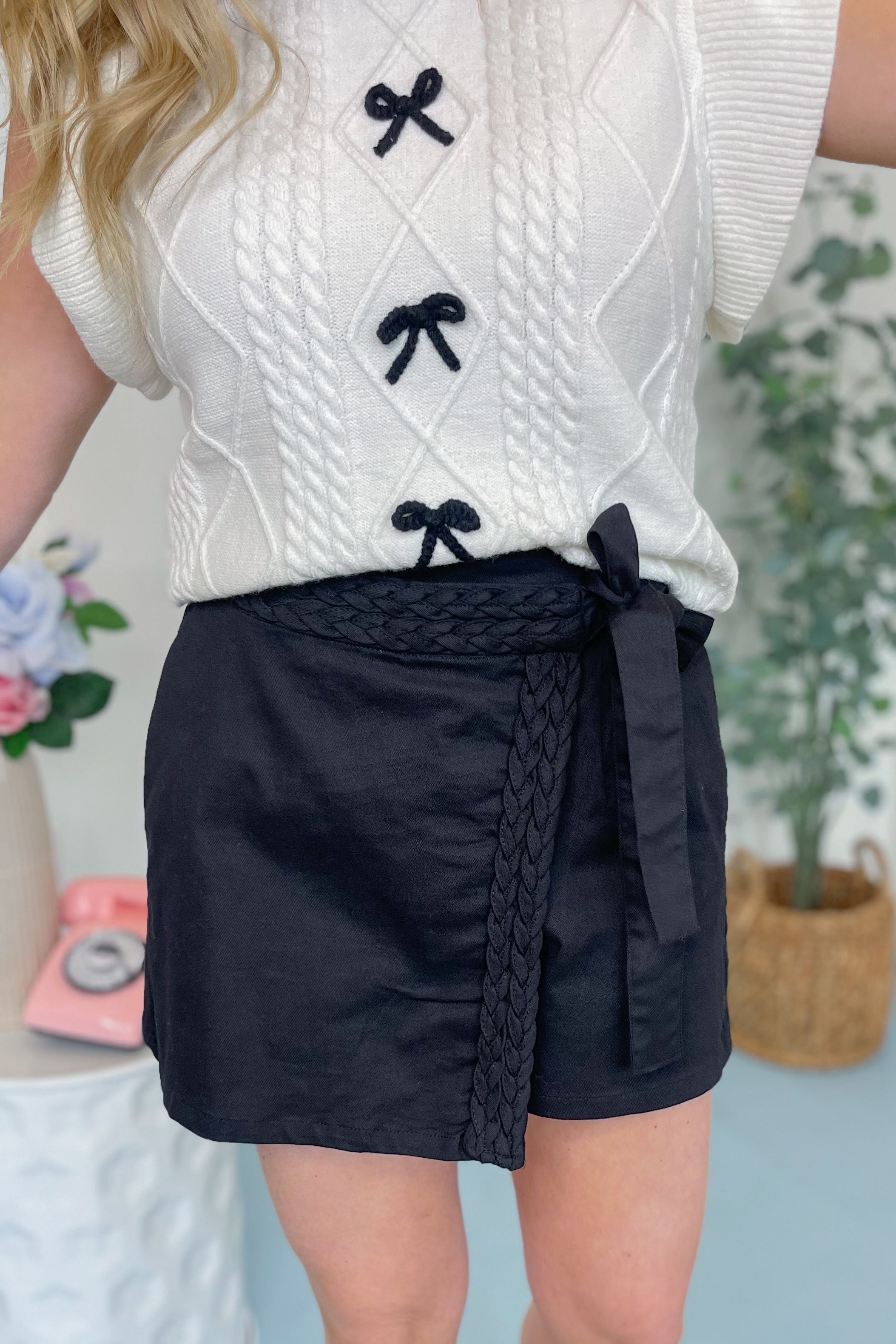 Andrea Braided Side Bow Skort - Be You Boutique